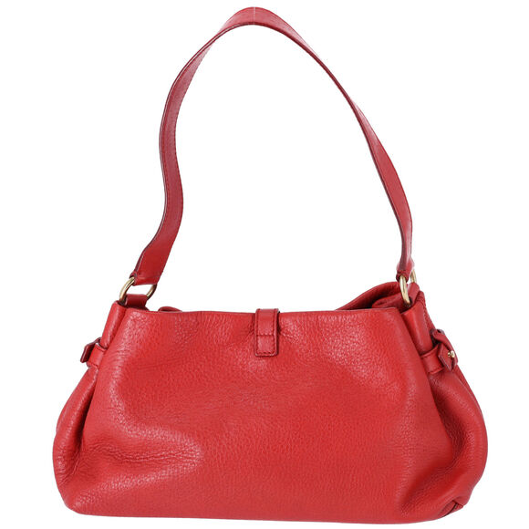 Salvatore Ferragamo Gancini One Shoulder Strap Hobo Pebbled Leather Red - Picture 3 of 8
